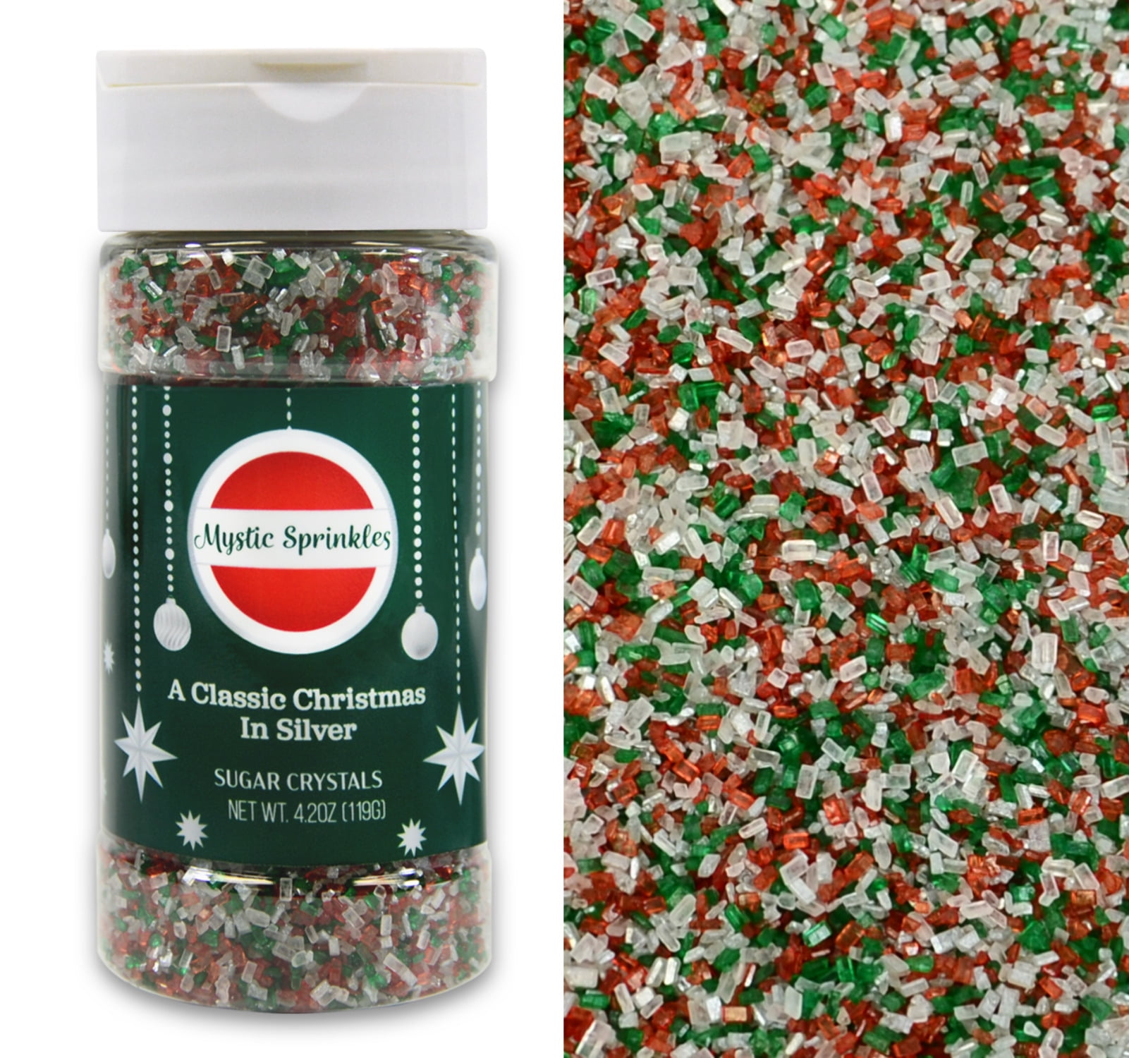 Mystic Sprinkles A Classic Christmas in Silver Sugar Crystals 4.2 Ounce Bottle