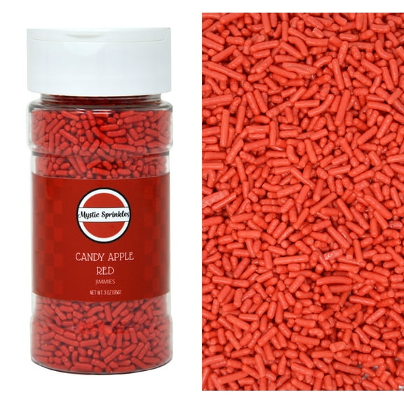 Mystic Sprinkles Candy Apple Red Jimmies Sprinkles 3 Ounce Bottle