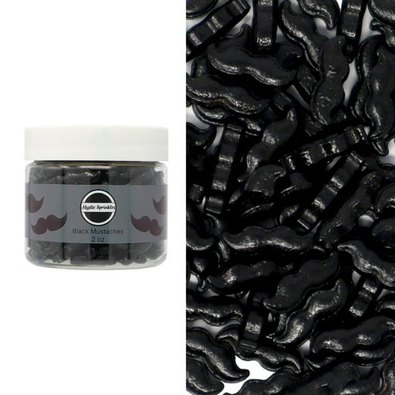 Mystic Sprinkles Candy Shapes Black Mustaches 2oz