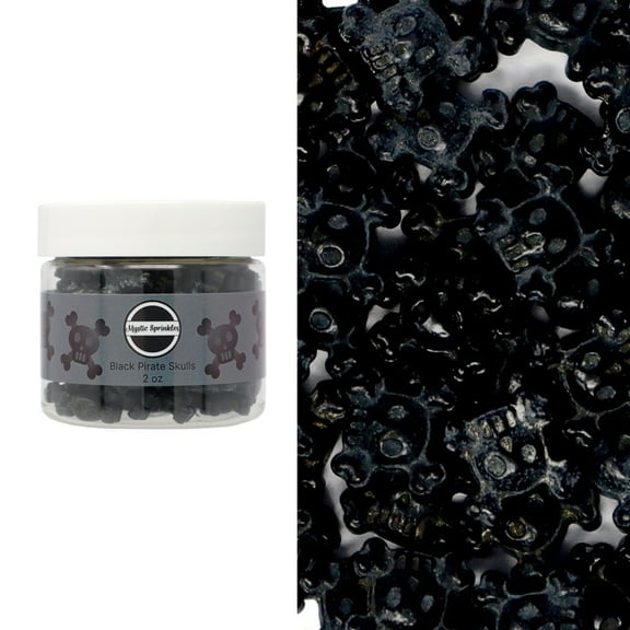 Mystic Sprinkles Candy Shapes Black Pirate Skulls 2oz