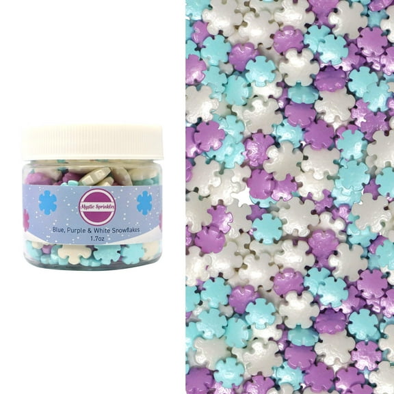 Mystic Sprinkles Candy Shapes Blue, Purple & White Snowflakes 1.7oz