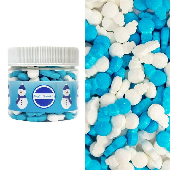 Mystic Sprinkles Candy Shapes Blue & White Snowmen 2oz