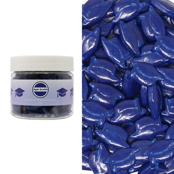 Mystic Sprinkles Candy Shapes Graduation Caps 2oz - Navy Blue