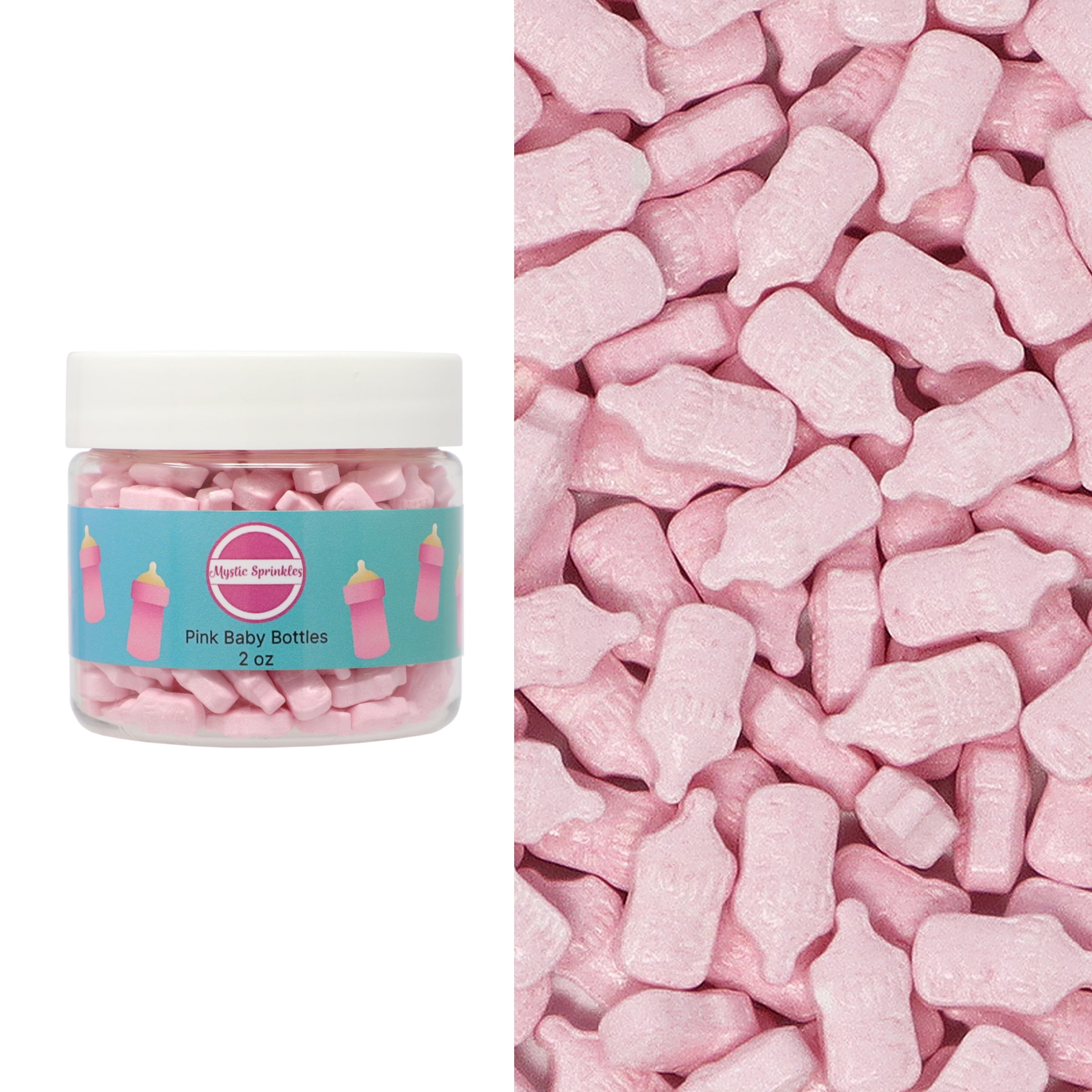 Mystic Sprinkles Candy Shapes Pink Baby Bottles 2oz