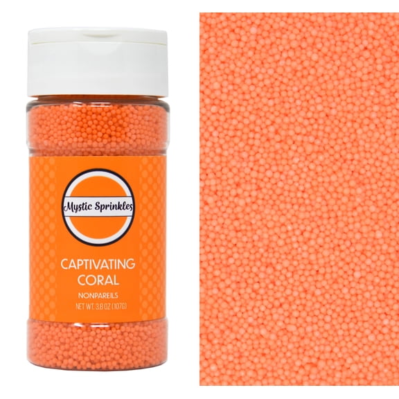 Mystic Sprinkles Captivating Coral Nonpareils 3.8 Ounce Bottle
