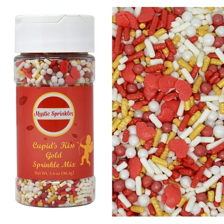Mystic Sprinkles Cupid's Kiss Gold Sprinkle Mix 3.3 Ounce Bottle