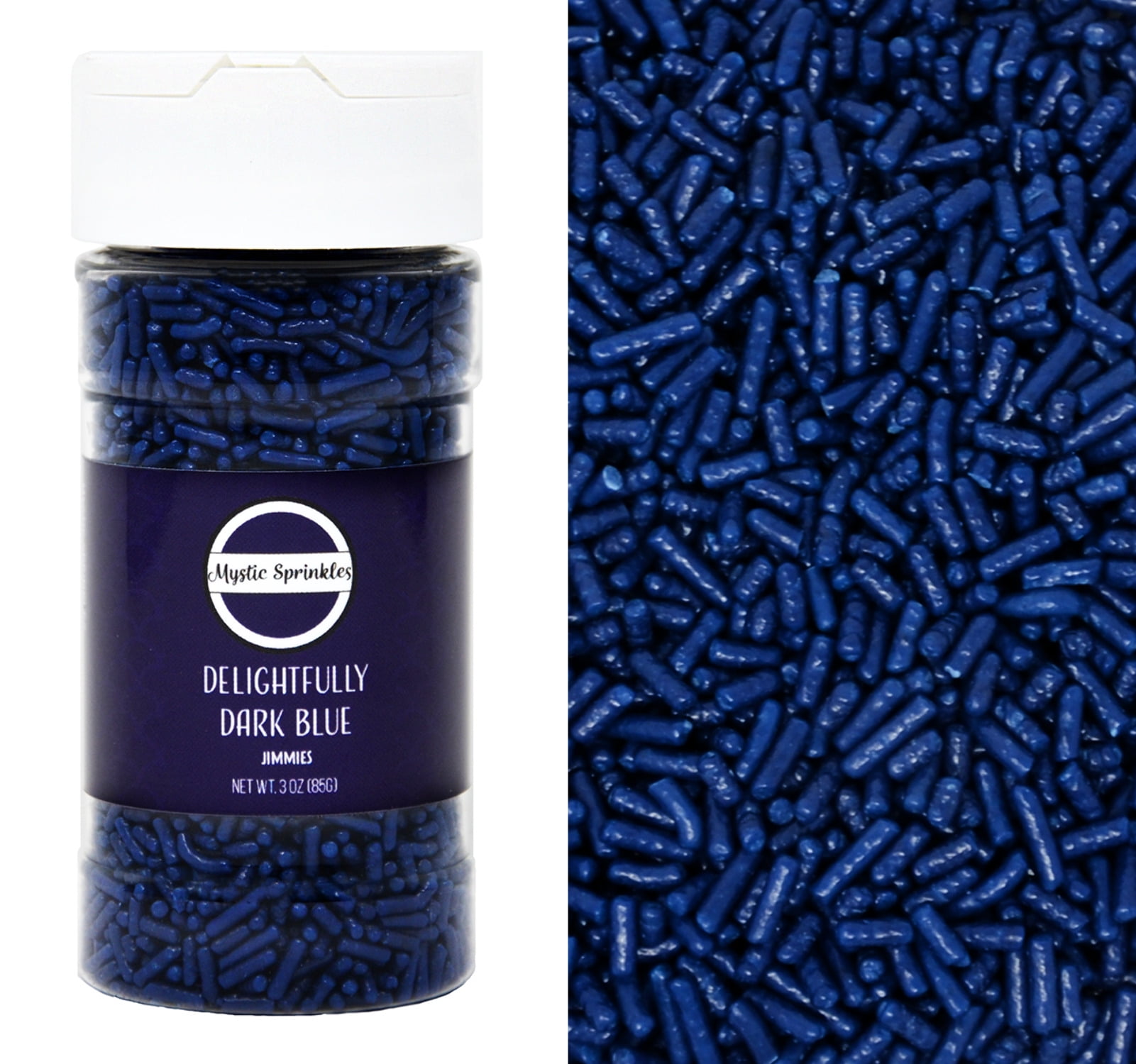 Mystic Sprinkles Delightfully Dark Blue Jimmies Sprinkles 3 oz Bottle
