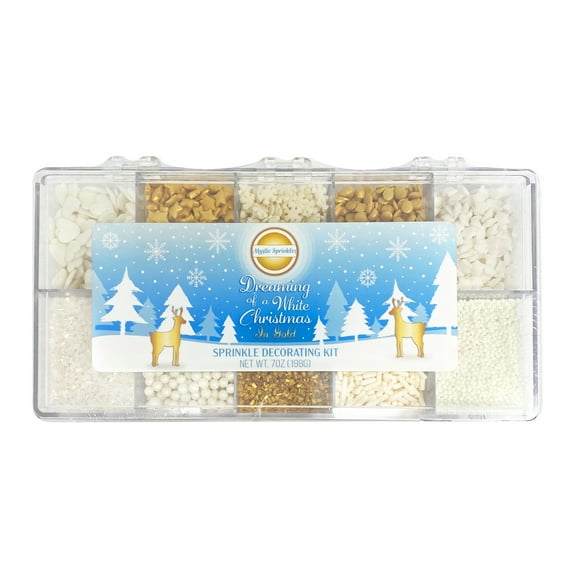 Mystic Sprinkles Dreaming of a White Christmas in Gold Sprinkle Decorating Kit 7 oz.