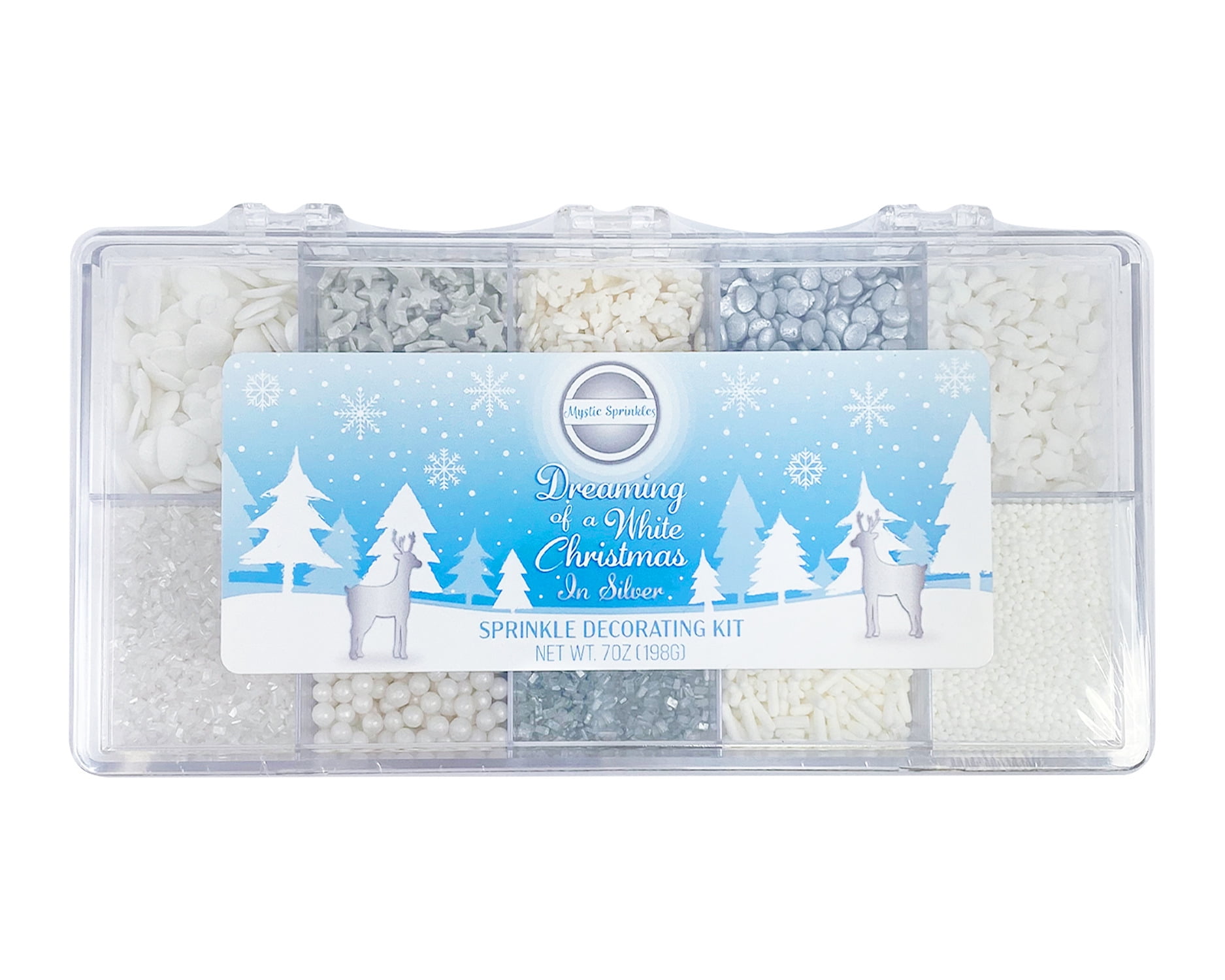 Mystic Sprinkles Dreaming of a White Christmas in Silver Sprinkle Decorating Kit 7 oz.