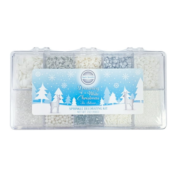 Mystic Sprinkles Dreaming of a White Christmas in Silver Sprinkle Decorating Kit 7 oz.
