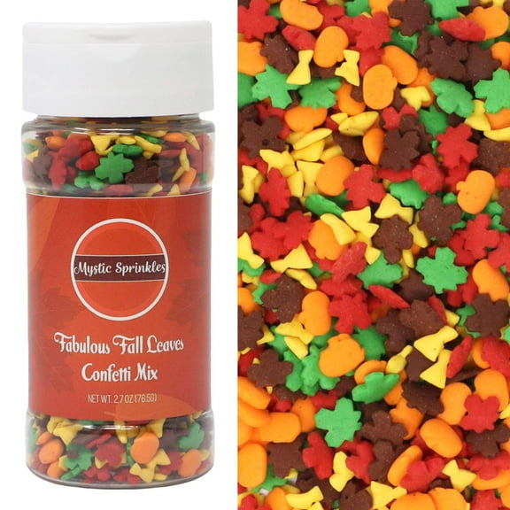 Mystic Sprinkles Fabulous Fall Leaves Confetti Mix 2.7 Ounce Bottle