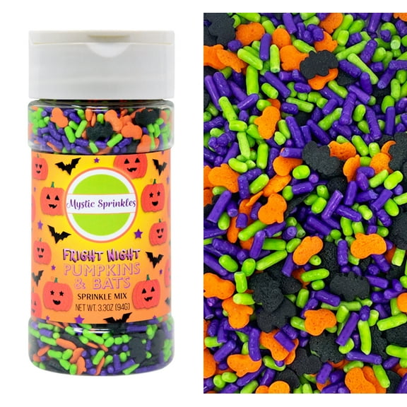 Mystic Sprinkles Fright Night Pumpkins & Bats Sprinkle Mix 3.3 oz