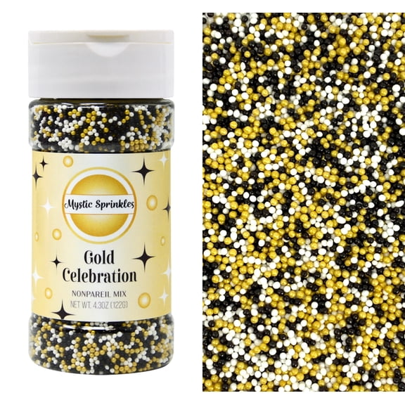 Mystic Sprinkles Gold Celebration Nonpareil Mix 4.3 oz