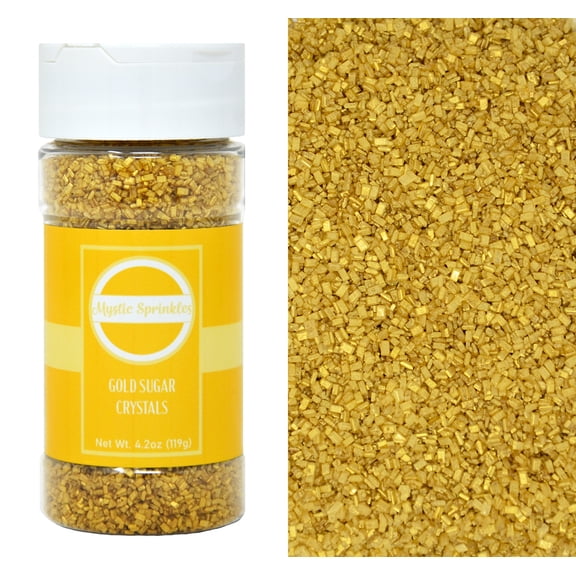 Mystic Sprinkles Gold Sugar Crystals 4.2 Ounce Bottle