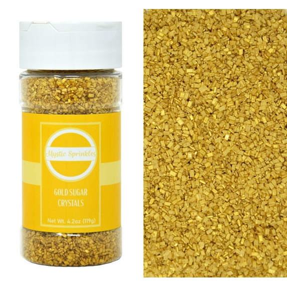 Mystic Sprinkles Gold Sugar Crystals 4.2 Ounce Bottle