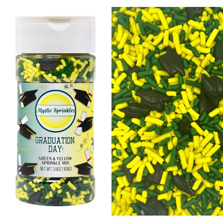 Mystic Sprinkles Graduation Day! Green & Yellow Sprinkle Mix 3.8 oz