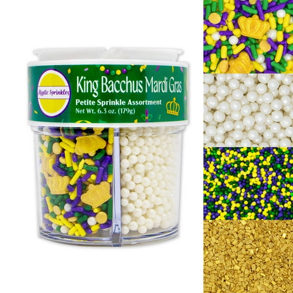 Mystic Sprinkles King Bacchus Mardi Gras Petite Sprinkle Assortment 4.4oz
