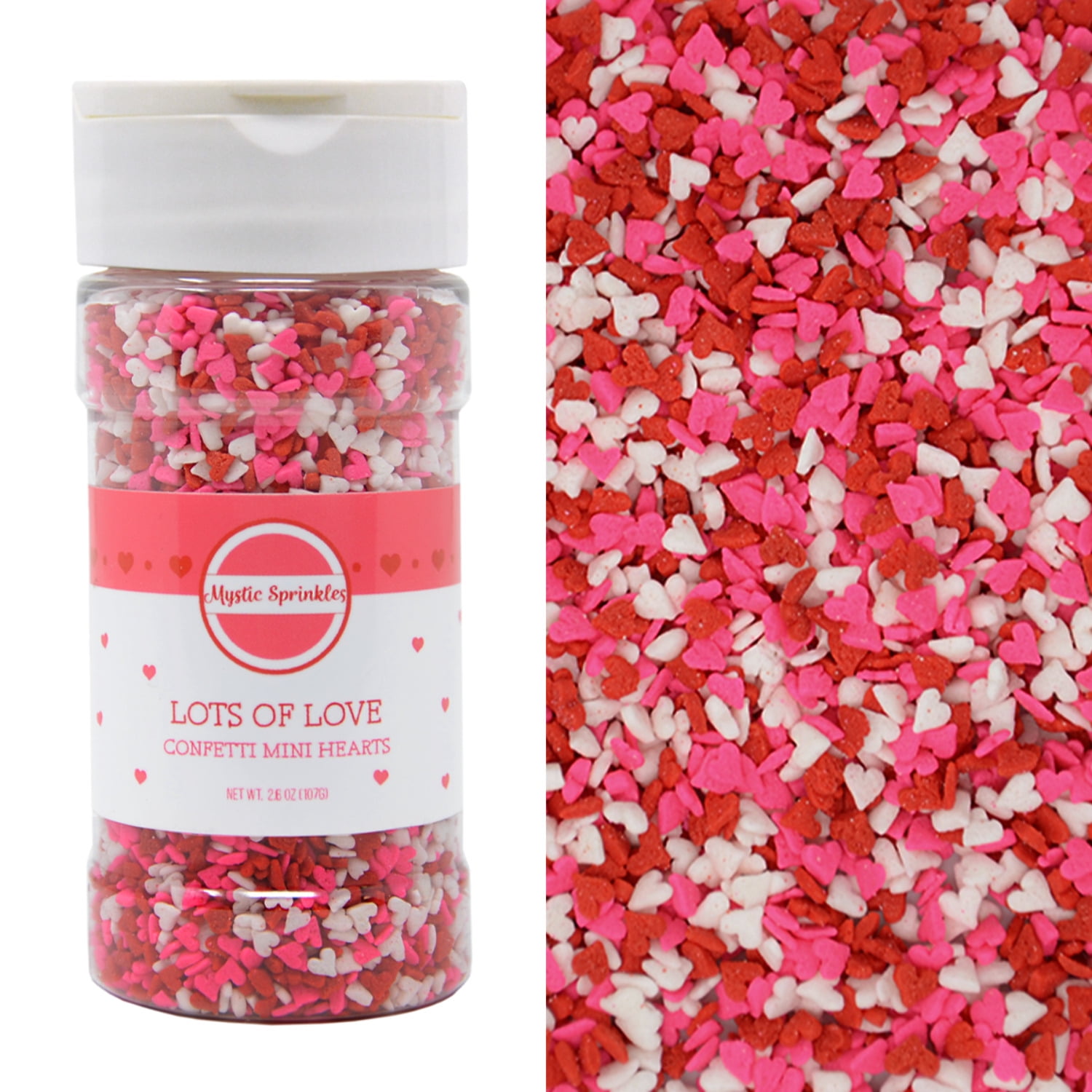 Mystic Sprinkles Lots of Love Confetti Mini Hearts 2.6 oz Bottle
