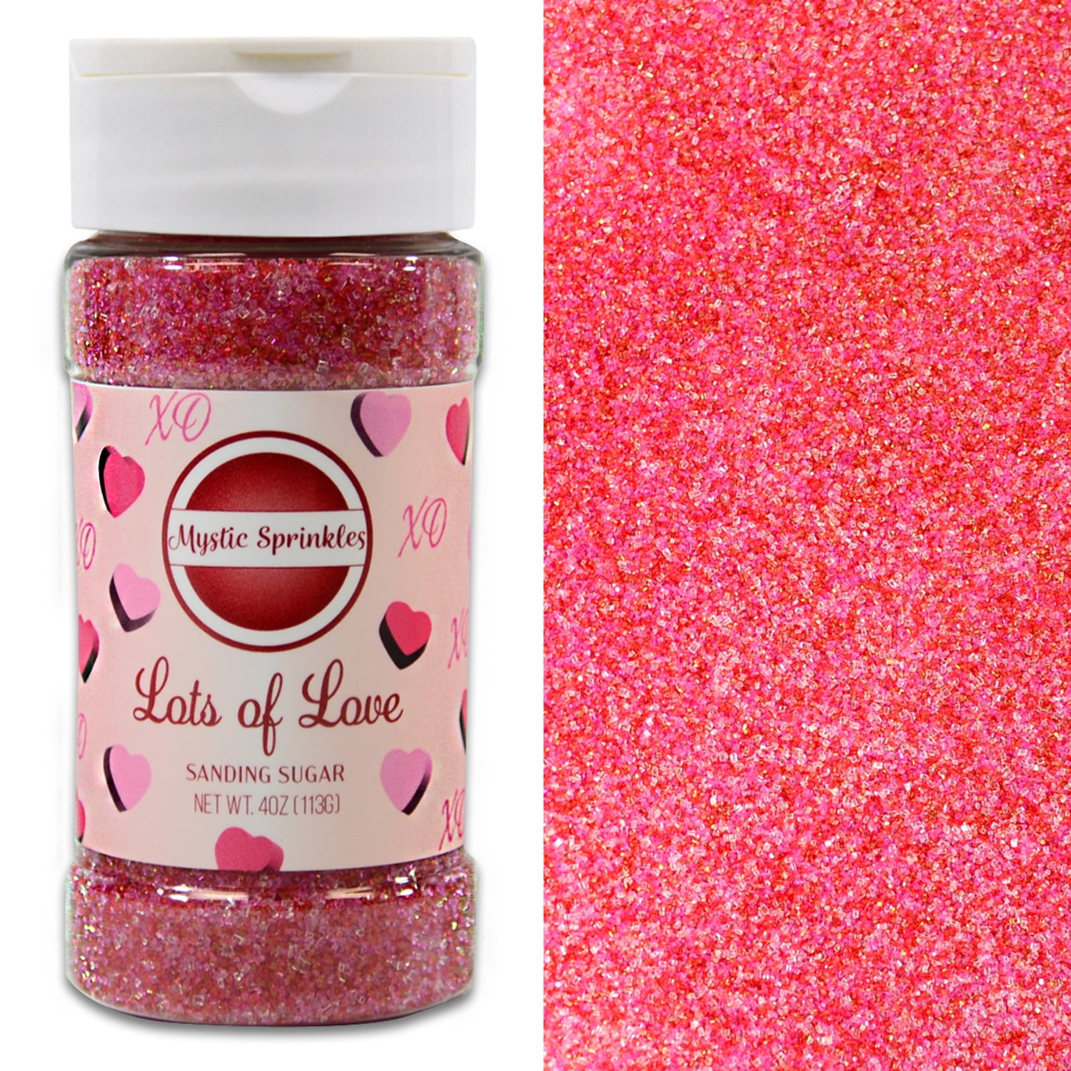 Mystic Sprinkles Lots of Love Sanding Sugar 4.2 Ounce Bottle