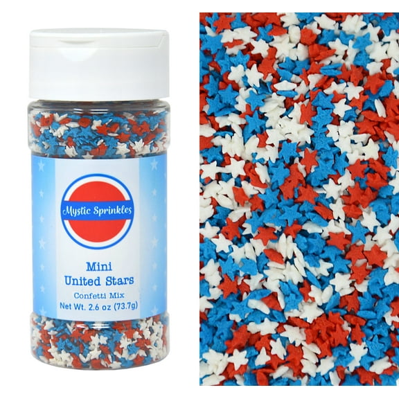 Mystic Sprinkles Mini United Stars Confetti Mix 2.6 Ounce Bottle