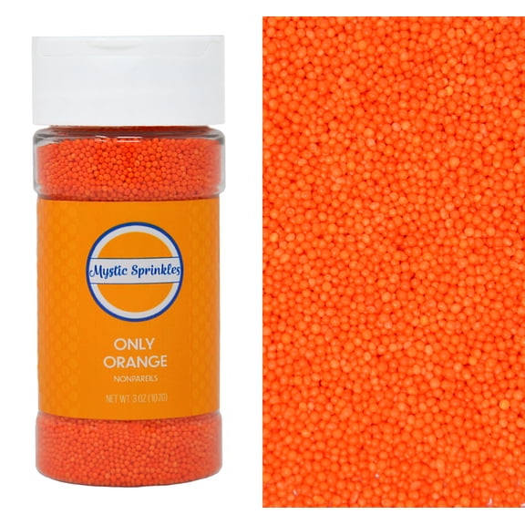 Mystic Sprinkles Only Orange Nonpareils 3.8 Ounce Bottle