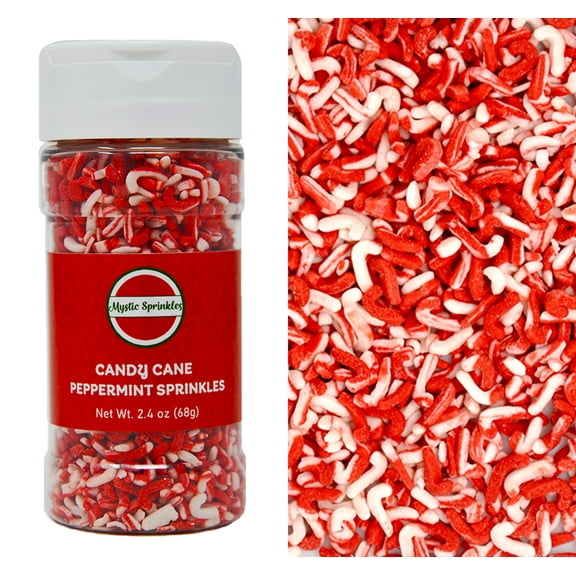 Mystic Sprinkles Peppermint Flavored Candy Cane Sprinkles 2.4 Ounce Bottle