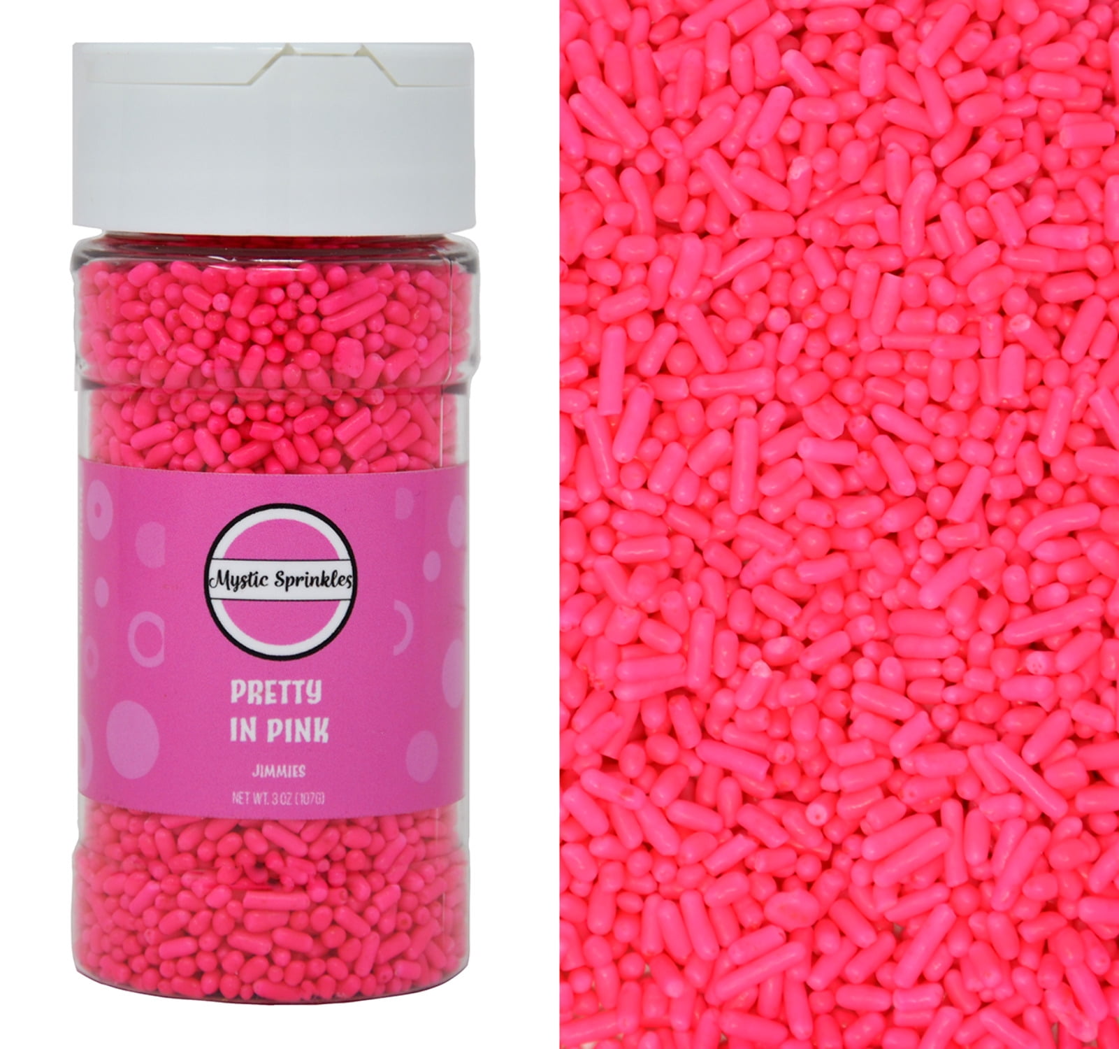 Mystic Sprinkles Pretty In Pink Jimmies Sprinkles 3 Ounce Bottle