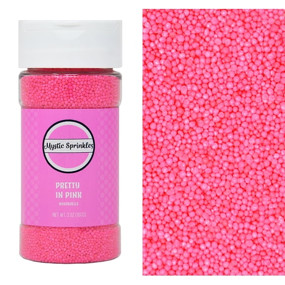 Mystic Sprinkles Pretty In Pink Nonpareils 3.8 Ounce Bottle
