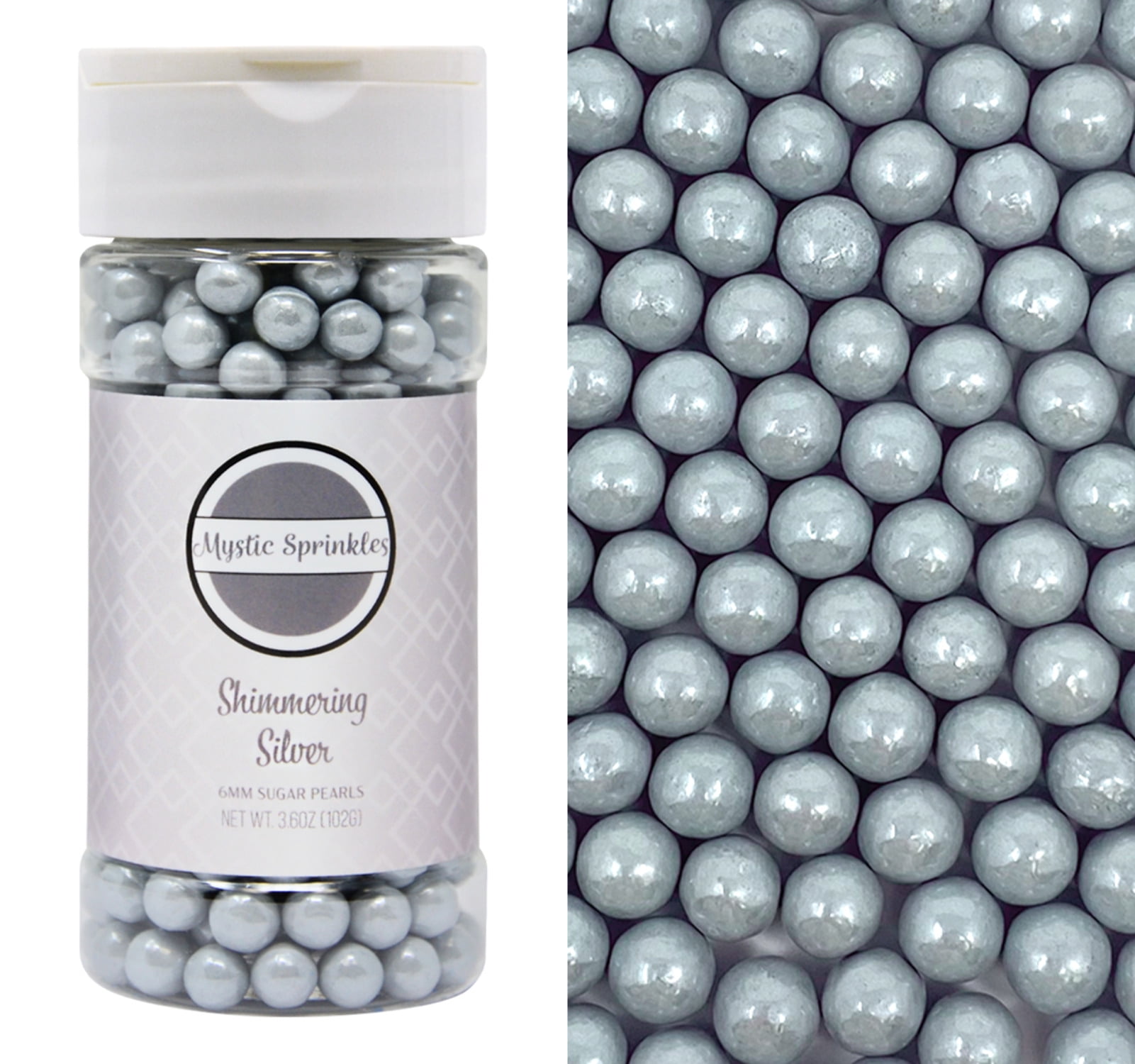 Mystic Sprinkles Shimmering Silver 6mm Sugar Pearls 3.6 oz.