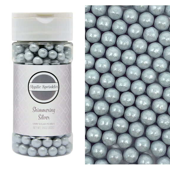 Mystic Sprinkles Shimmering Silver 6mm Sugar Pearls 3.6 oz.