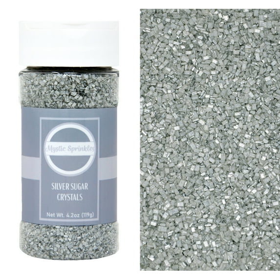 Mystic Sprinkles Silver Sugar Crystals 4.2 Ounce Bottle
