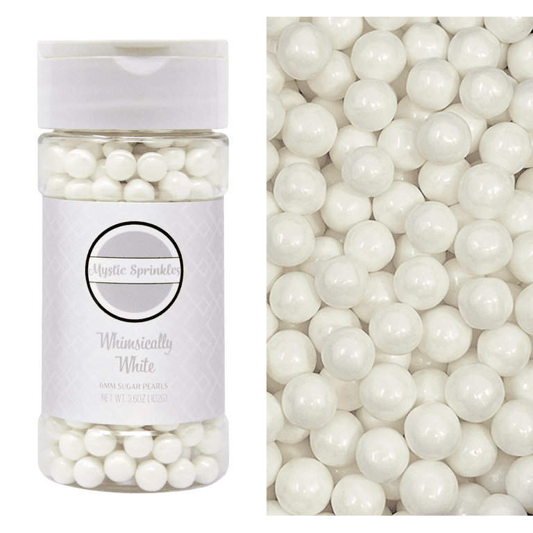 Mystic Sprinkles Whimsically White 6mm Sugar Pearls 3.6 oz 
