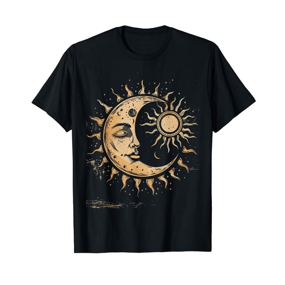 Mystic Sun and Moon Flowers Aesthetic T-Shirt for Women Men Cotton 100% Summer Tops Women Fashion Casual Short Sleeves