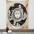 thumbnail image 1 of Mystic Tapestry, Ethnic Sun Face in A Circle Motif Esoteric Inner Power of the Cosmos Theme, Wall Hanging for Bedroom Living Room Dorm Decor, 60W X 80L Inches, Beige Charcoal Grey, by Ambesonne, 1 of 5