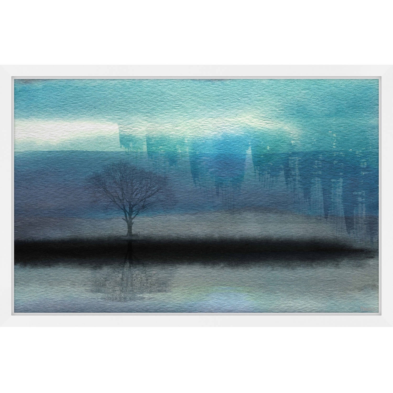 Mystic Teal Landscape Framed Giclee Print 20" x 30"