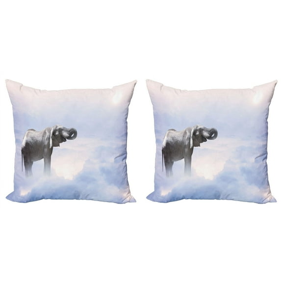 Ambesonne Animal Throw Pillow Cover 2 Pack, Heavenimal Freedom, 16", Grey Blue