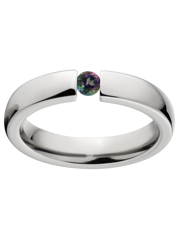 Mystic Topaz 4mm Stainless Steel Tension Set Ring