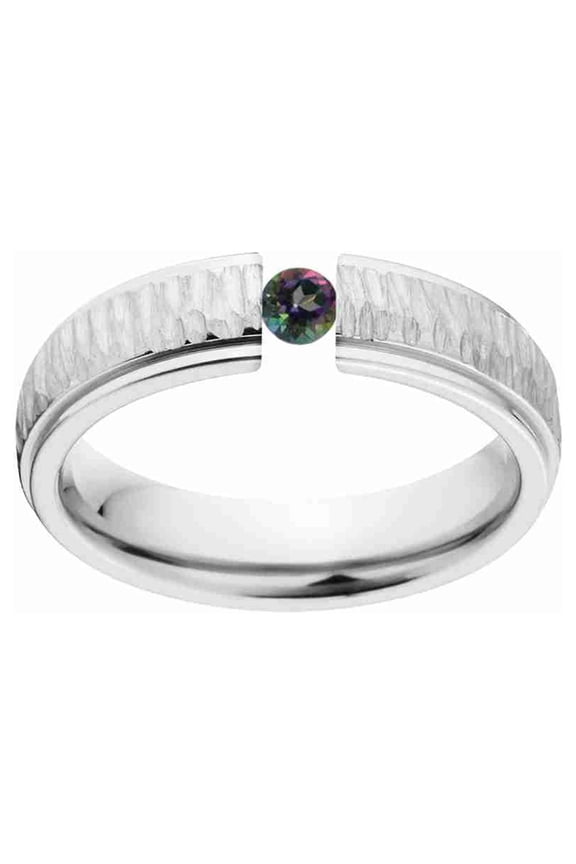 Mystic Topaz 5mm Stainless Steel Custom Tension Set Ring