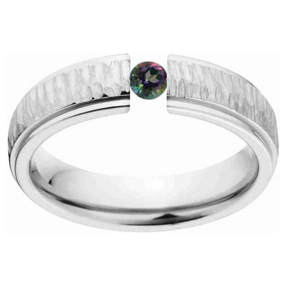 Mystic Topaz 5mm Stainless Steel Custom Tension Set Ring