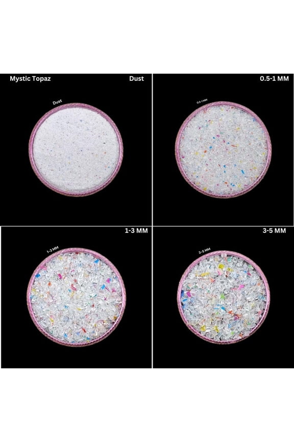 Mystic Topaz Crushed Gemstone Coarse Hydro Quartz Mystic Topaz Crushed All Size Woodwork Inlay Powder Multi Fire Ring Inlay Crushed Powder 6 to 8 MM 200 Gram ( 7.05 OZ )