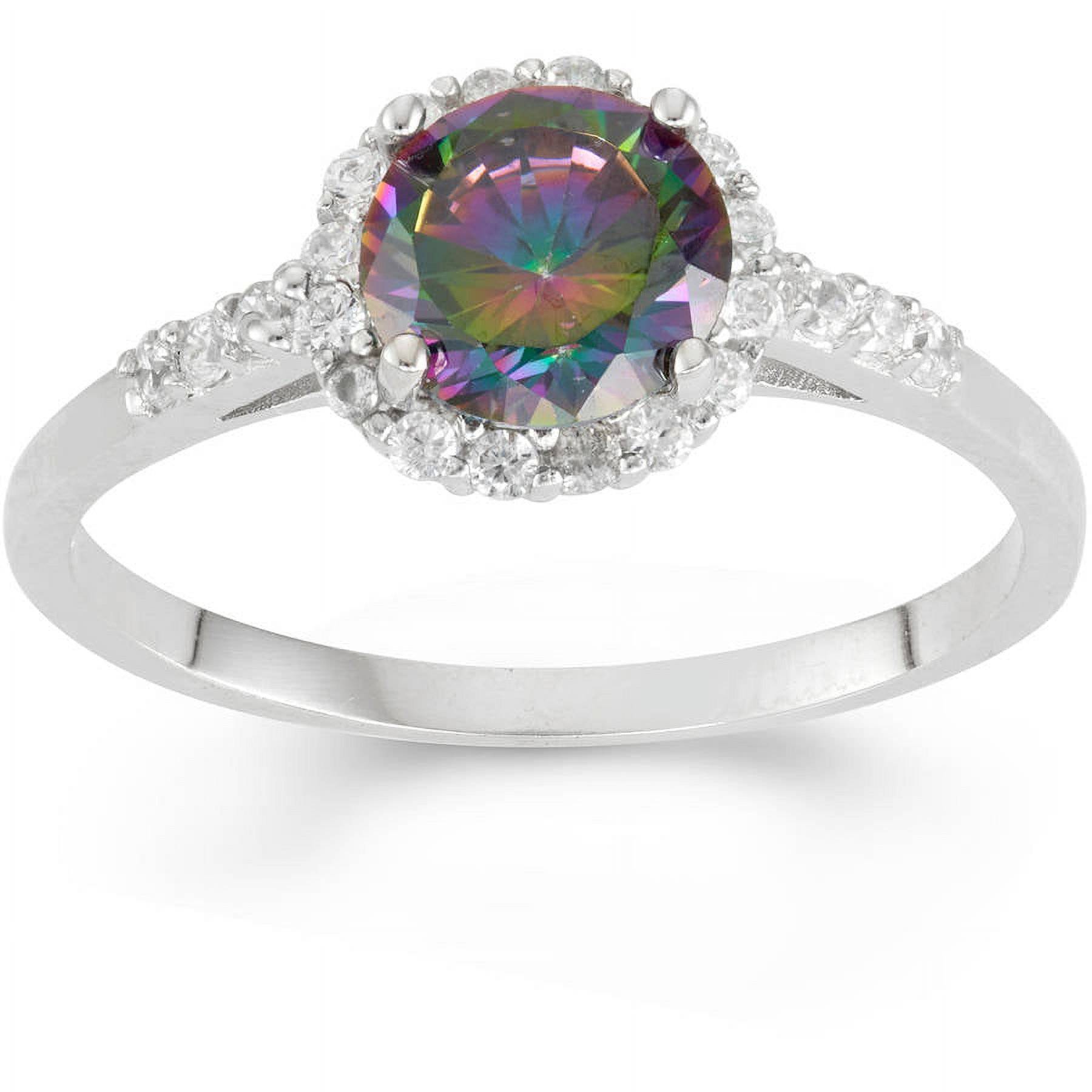Embraced Round Mystic Topaz Cubic Zirconia Ring - 10MM Solitaire In Sterling Silver 925 - View #13