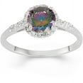 thumbnail image 1 of Mystic Topaz Cubic Zirconia and White Cubic Zirconia Sterling Silver Halo Ring, 1 of 1