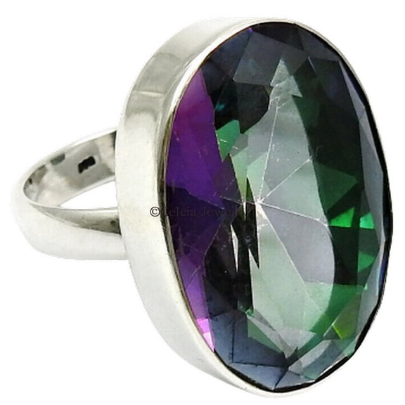 Mystic Topaz Gemstone Wedding Ring, 925 Sterling Silver Handmade Jewelry, Engagement Gifts For Her, Promise Ring, Cocktail Ring, Birthday Gifts, Mothers Day Gifts (mystic-topaz, 13)