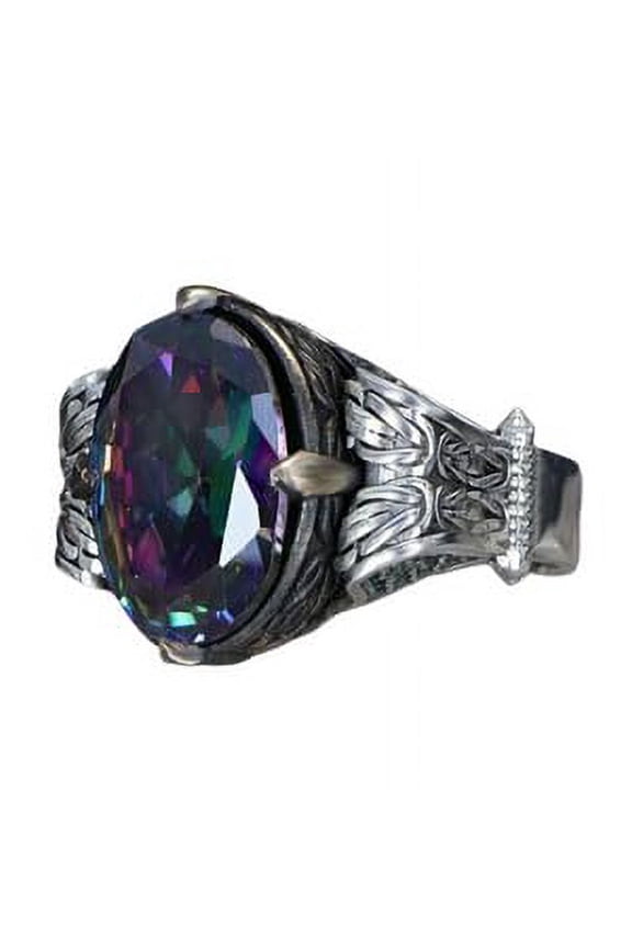 Mystic Topaz Silver Ring-Mens Handmade Ring-Men's Rings-Gift for Him and Her-925 Rings for Men-Handmade Mystic Topaz Ring-Men's Topaz Ring