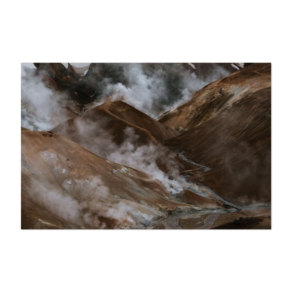 Mystic Valleys - Hrunamannahreppur Iceland Photography Landscape Mountain Nature Scenic Wilderness Desert Travel Poster Unframed Wall Art Print 5 x 7 inches