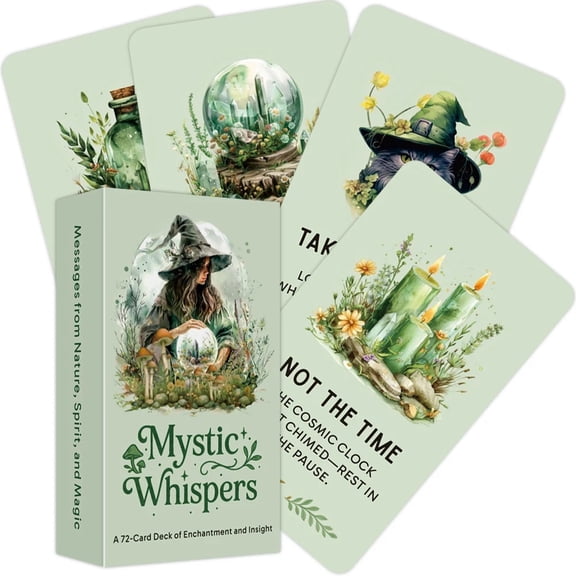 Mystic Whispers Oracle Deck, 72 Exquisite Watercolor Style Oracle Cards for Insight, Reflection & Guidance,12x7cm, Taro Cards