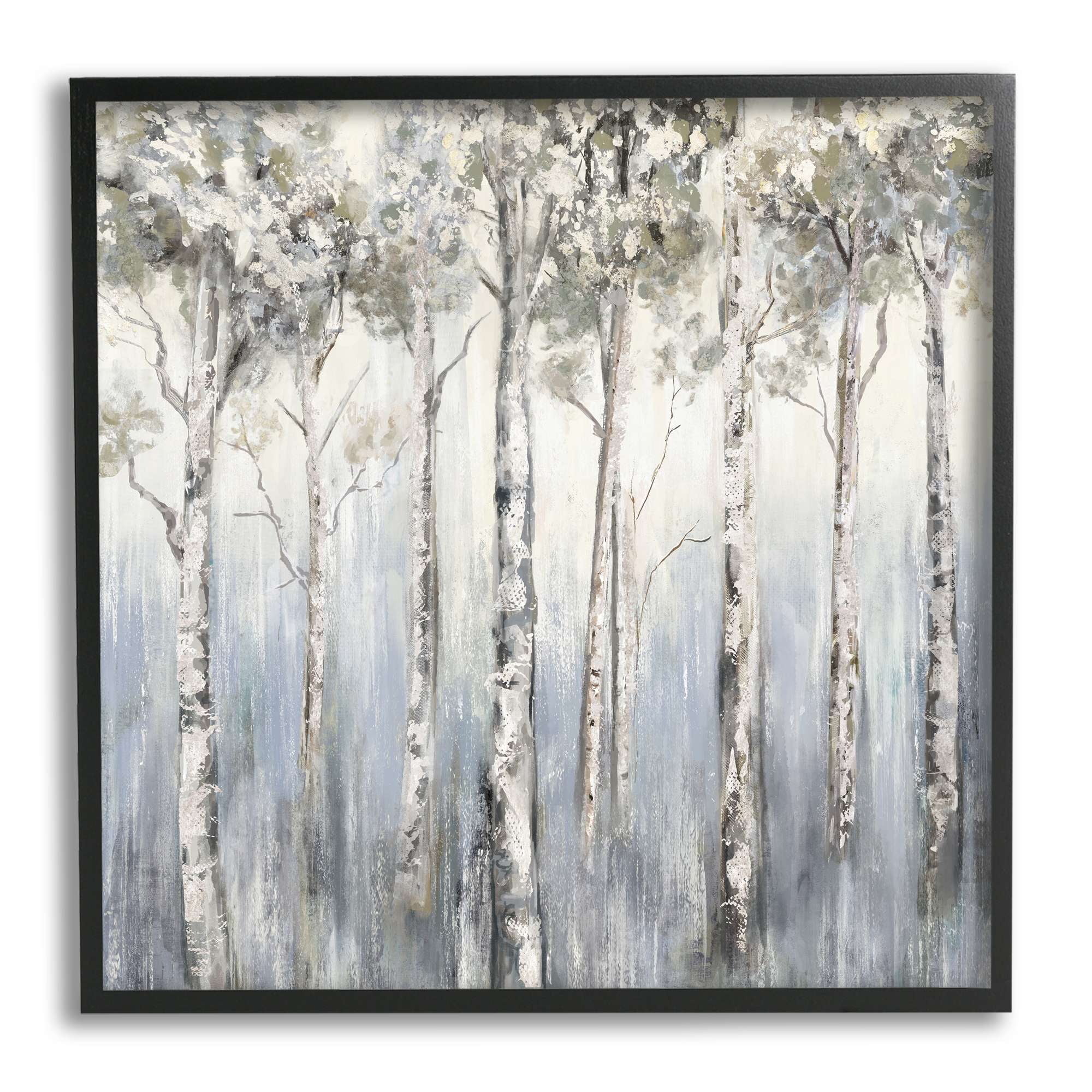 Mystic White Birch Tree Forest White Grey Bark Landscape Framed Art