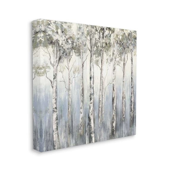 Mystic White Birch Tree Forest White Grey Bark Landscape Gallery-Wrapped Canvas Print Wall Art, 17x17