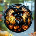 thumbnail image 1 of Mystic Witch Fox & Pumpkin Suncatcher – Halloween Acrylic Window Art in Stained-Glass Style with Glowing Lanterns, Fall Decor 4339839615 3595, 1 of 4