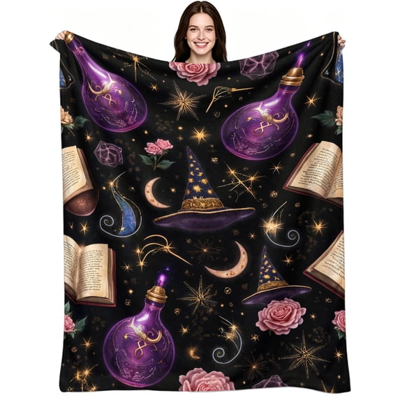 Mystic Witchy Potion Moon Rose, Soft Warm Flannel Fleece, Aesthetic ...